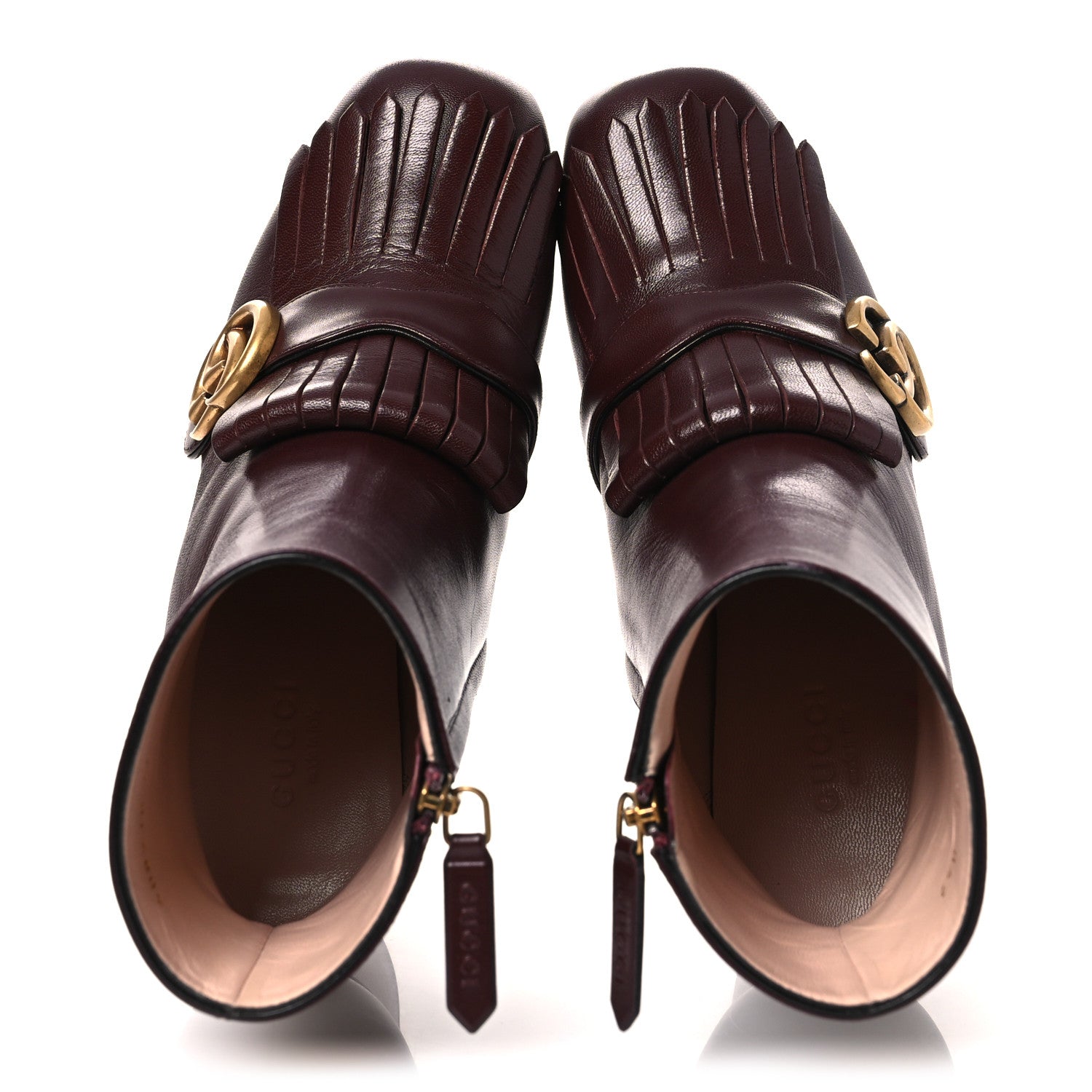 Gucci Malaga Kid GG Marmont Fringe 75mm Ankle Boots 36 Vintage Bordeaux 2 of 12