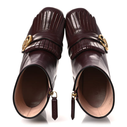 Gucci Malaga Kid GG Marmont Fringe 75mm Ankle Boots 36 Vintage Bordeaux 2 of 12