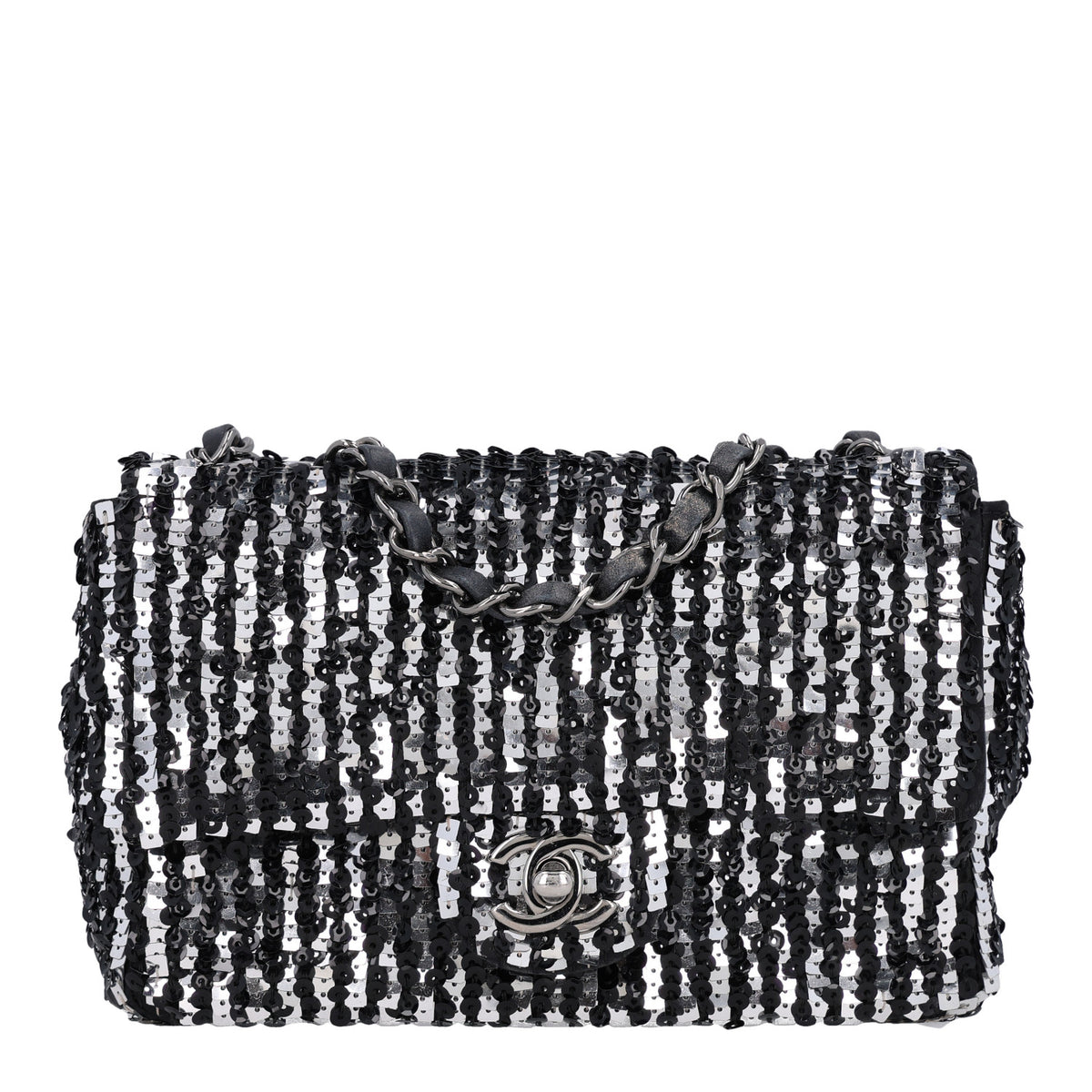 Chanel Sequin Lambskin Small Flap Black Silver 1 of 10