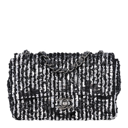 Chanel Sequin Lambskin Small Flap Black Silver 1 of 10