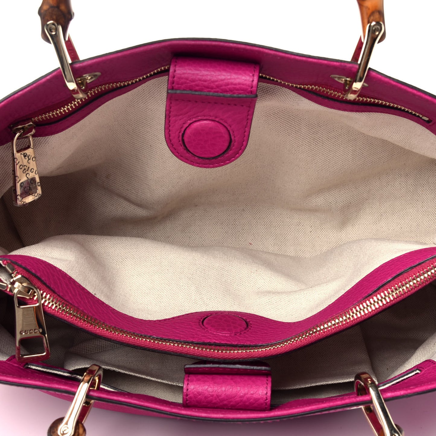 Pebbled Calfskin Medium Bamboo Shopper Tote Bright Bougainvillea
