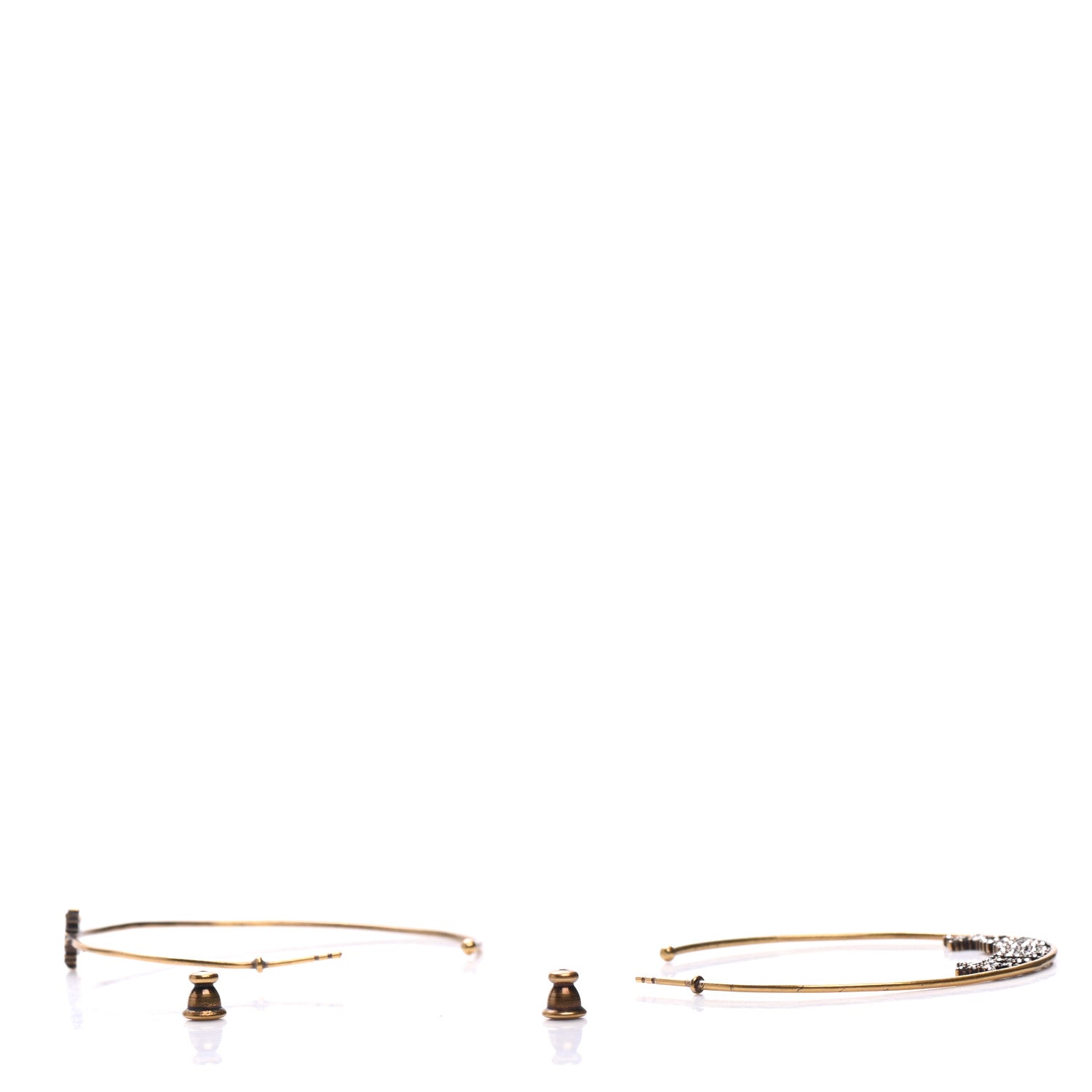 Christian Dior Metal Crystal J'Adior Hoop Earrings Aged Gold 3 of 5