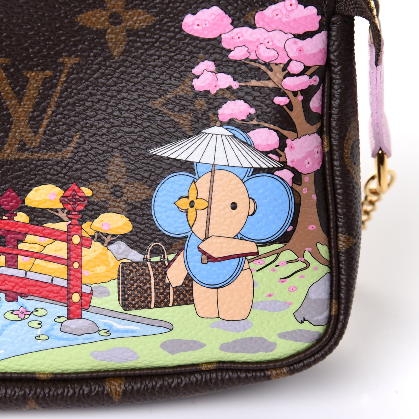 Monogram 2021 Christmas Animation Japanese Garden Mini Pochette Accessories Wisteria Pink