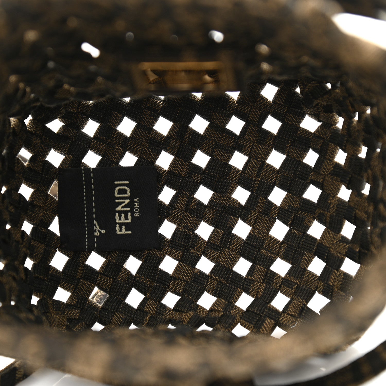 Fendi Fabric Jacquard F is Fendi FF 1974 Woven Knotted Mini Mon Tresor Bucket Bag Tabacco Moro 5 of 10