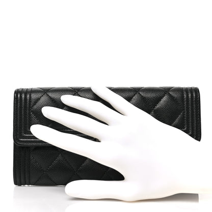 Chanel Caviar Quilted Large Boy Gusset Flap Wallet Black 2 of 7