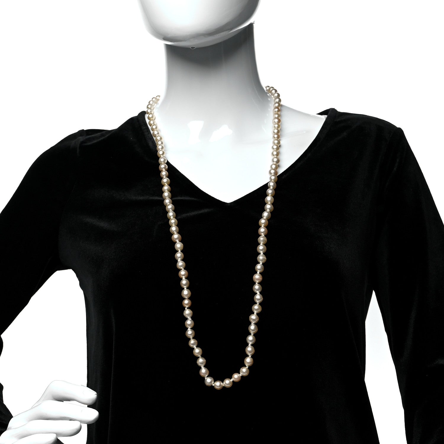 Chanel Pearl CC Long Necklace Gold 2 of 5