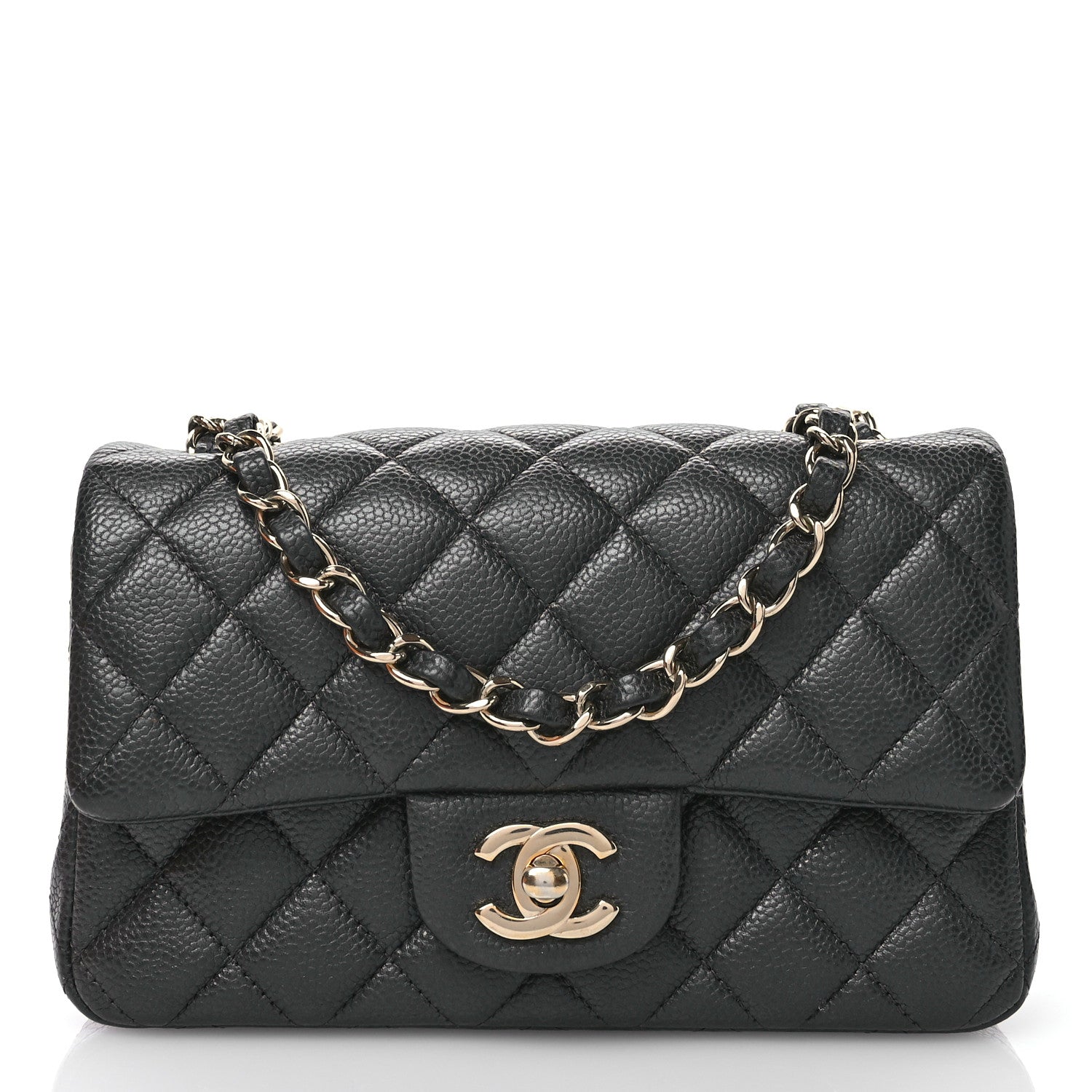 Chanel Metallic Caviar Quilted Mini Rectangular Flap Dark Grey 1 of 11
