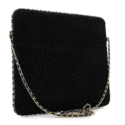 Chanel Tweed Chain Around Tablet Holder Crossbody Black 3 of 11