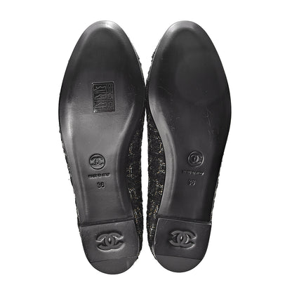 Chanel Tweed Cap Toe Ballerina Flats 36 Black 5 of 8