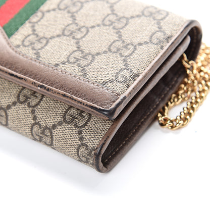 Gucci GG Supreme Monogram Web Ophidia Wallet On Chain Brown 10 of 15