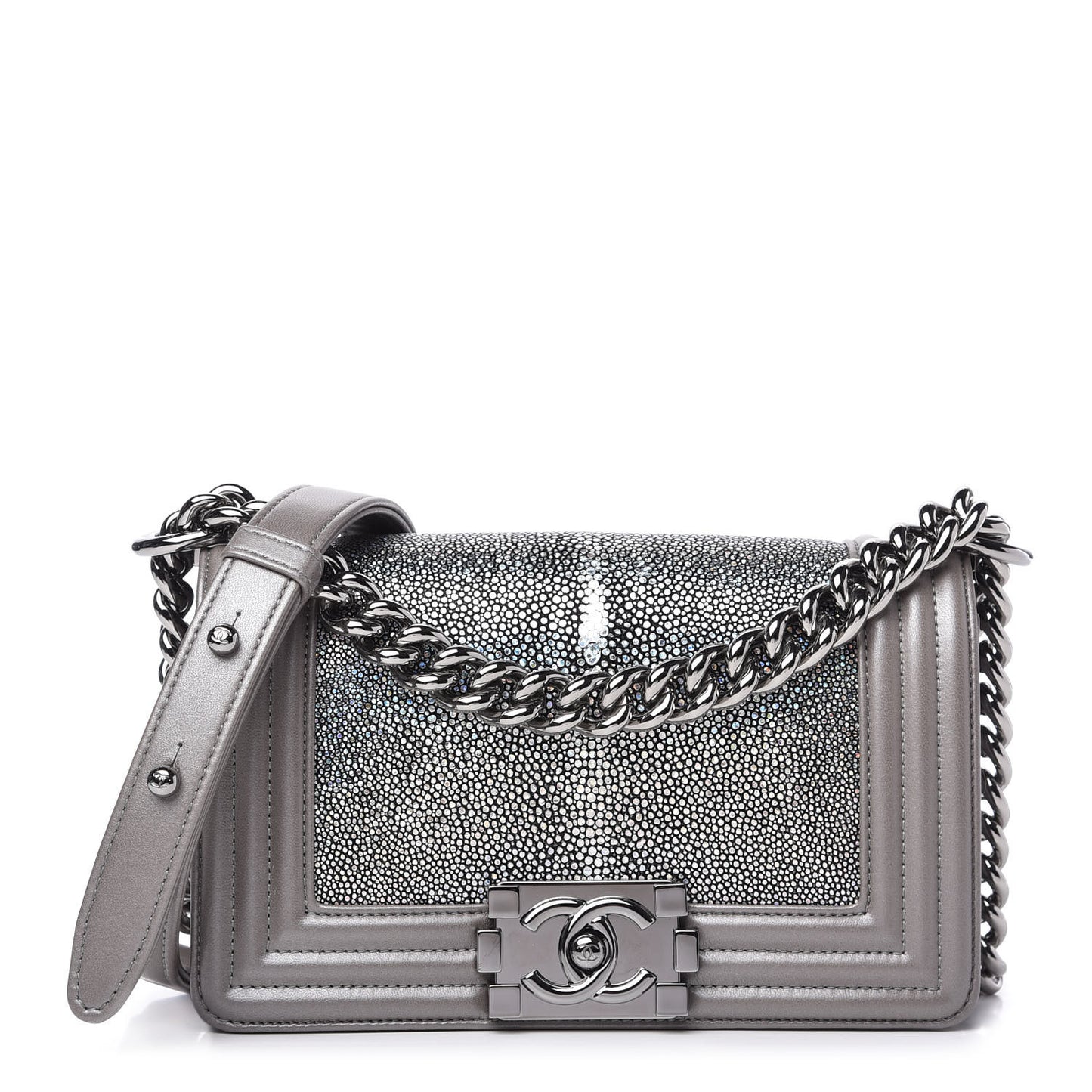 Galuchat Stingray Small Boy Flap Silver