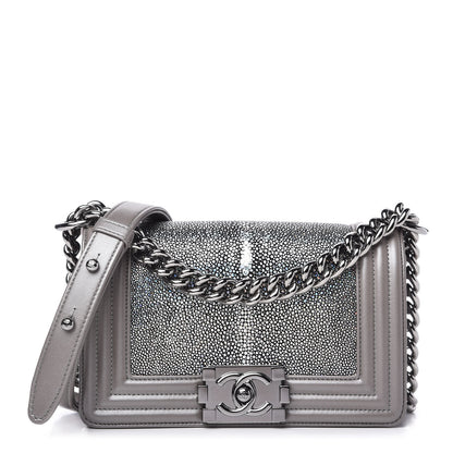 Chanel Galuchat Stingray Small Boy Flap Silver 1 of 10
