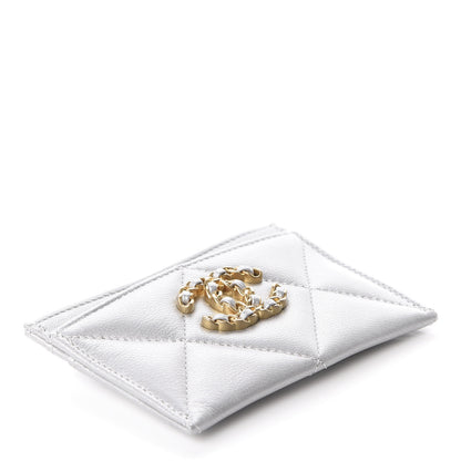 Chanel Metallic Goatskin Quilted 19 Card Holder Silver 4 of 10