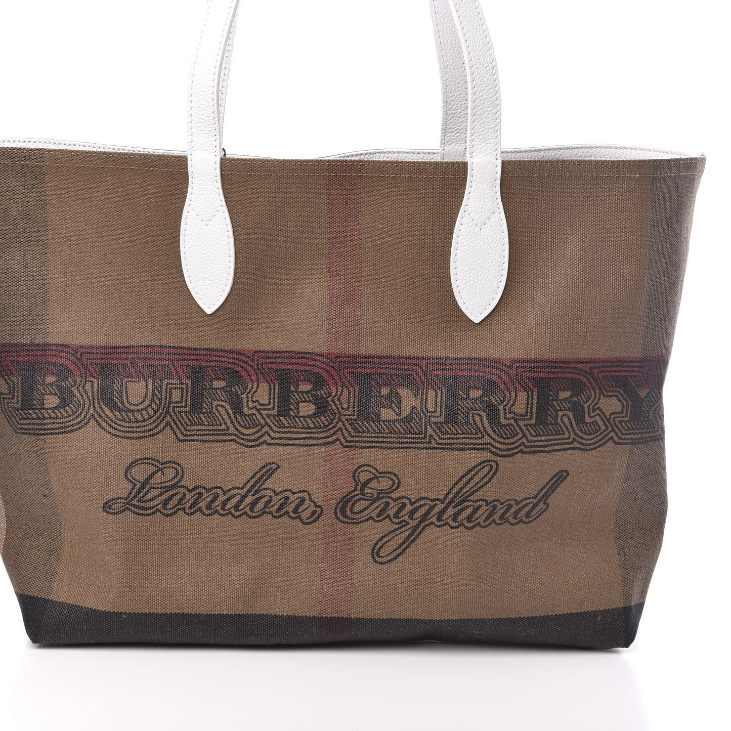 Coated Canvas Mega Check Medium Doodle Tote White