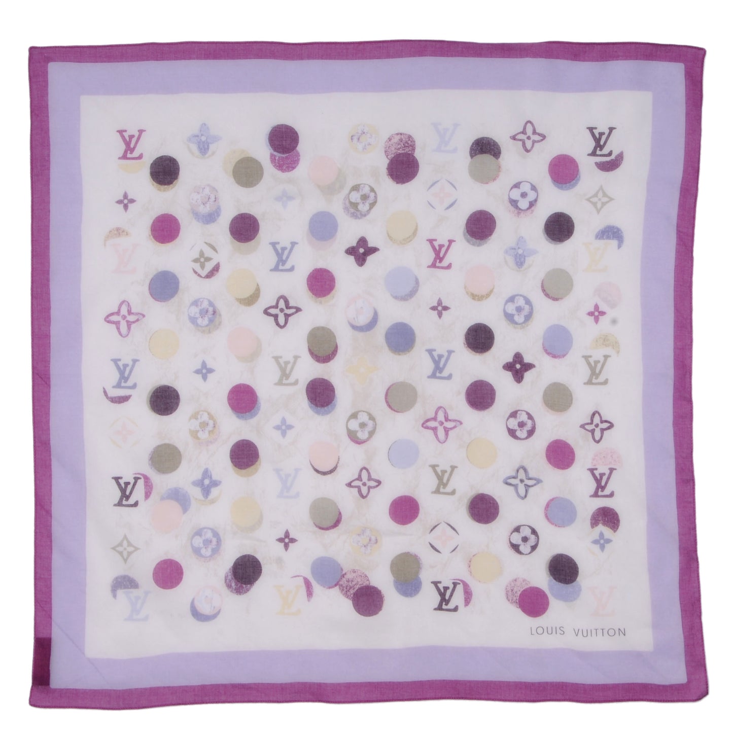 Cotton Monogram Dot Logo Bandana Scarf White