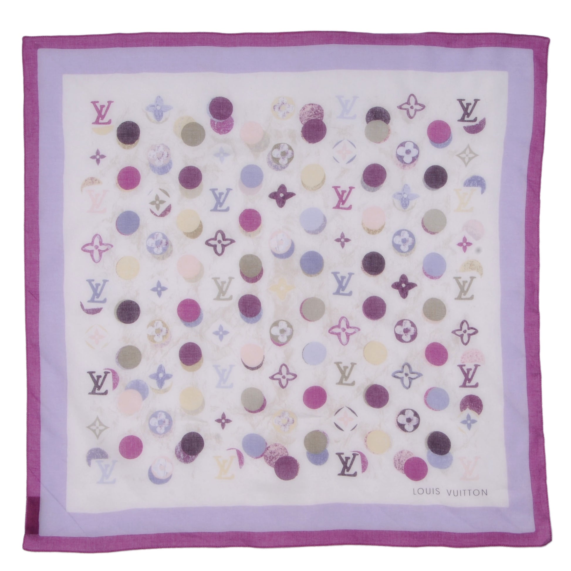 Louis Vuitton Cotton Monogram Dot Logo Bandana Scarf White 2 of 5