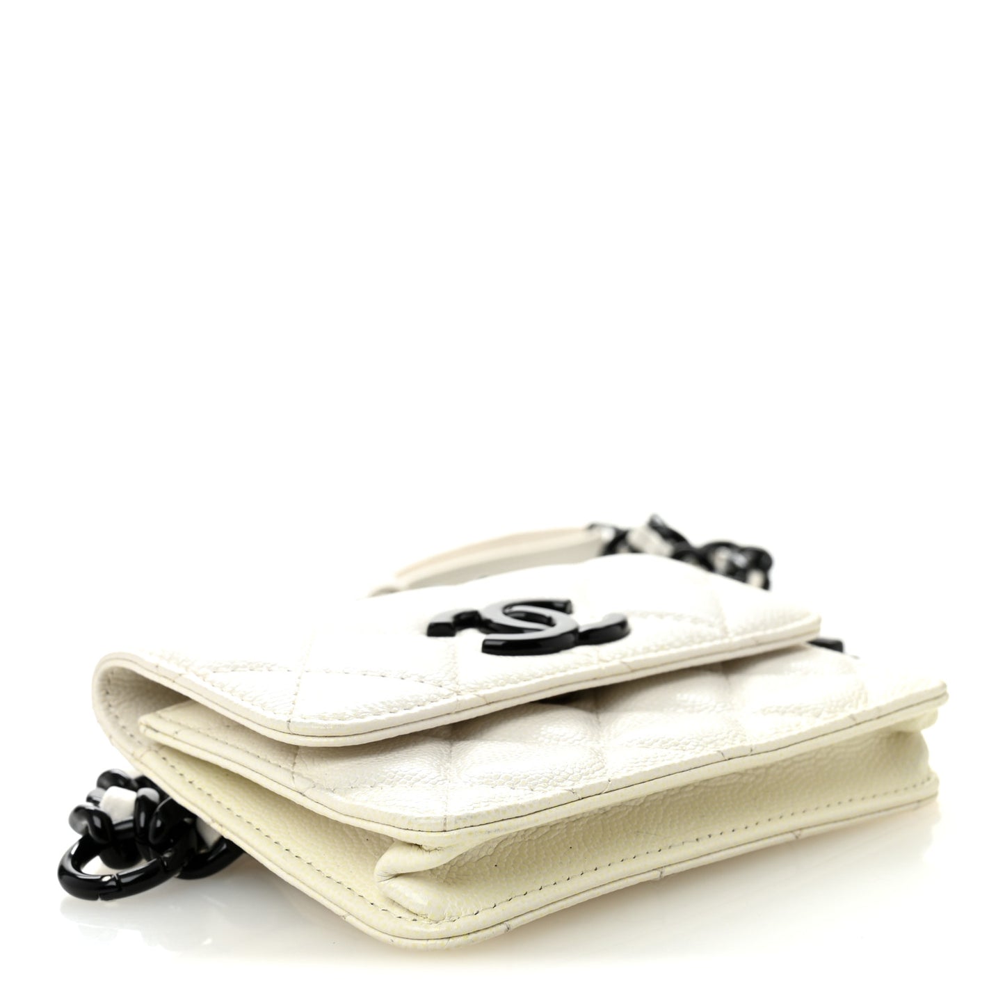 Caviar Quilted My Everything Belt Flap Card Holder White