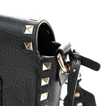 Valentino Garavani Grained Calfskin Rockstud Saddle Bag Black 10 of 14