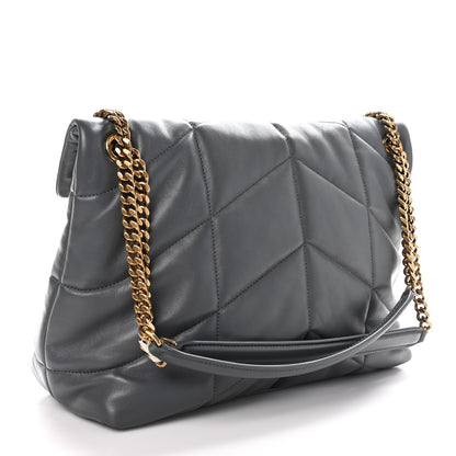 Saint Laurent Calfskin Quilted Medium Loulou Puffer Monogram Chain Satchel Storm 3 of 10