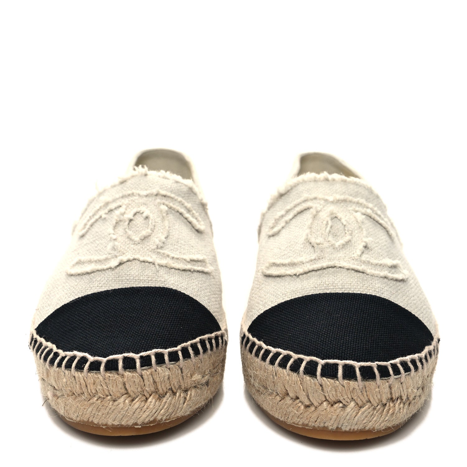 Chanel Linen CC Espadrilles 41 White Black 2 of 9