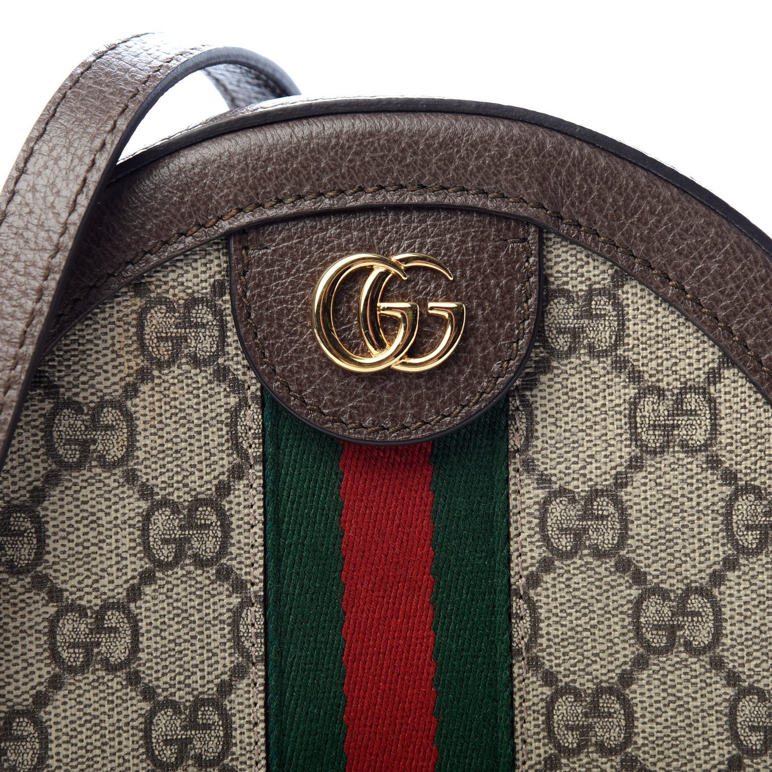 Gucci GG Supreme Monogram Web Mini Ophidia Round Shoulder Bag Brown 10 of 10