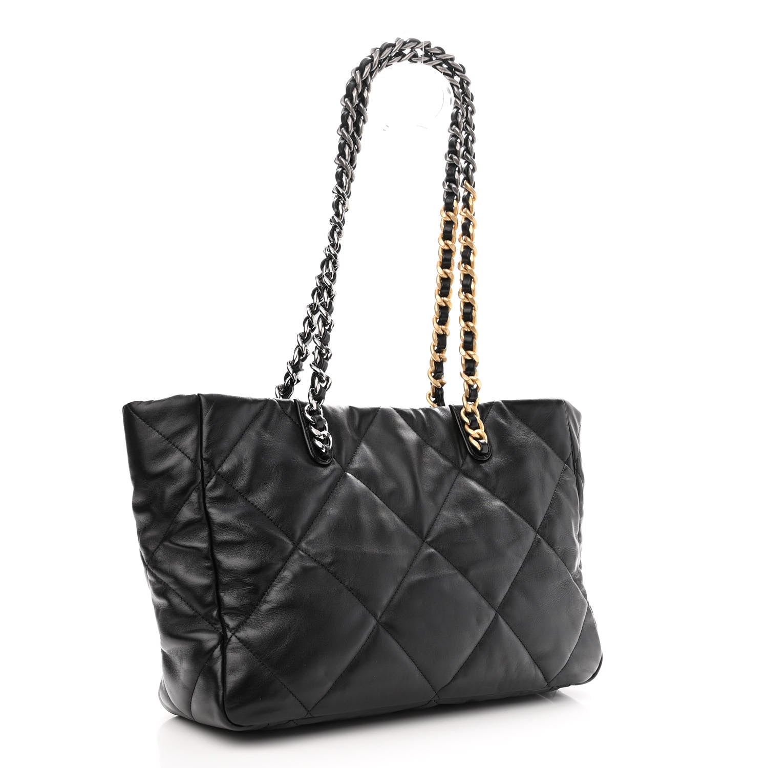 Chanel Lambskin Quilted Chanel 19 East West Shopping Bag Black 3 of 12
