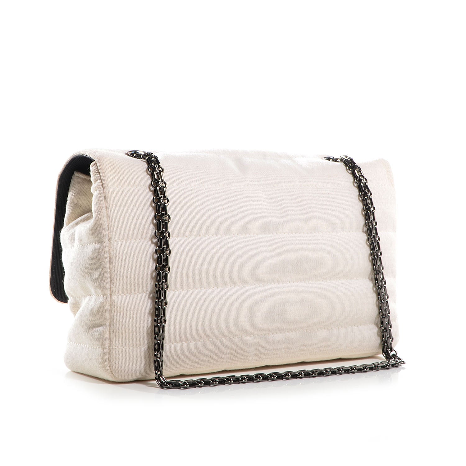 Chanel Horizontal Quilt Jersey Mademoiselle Flap Ivory 3 of 9