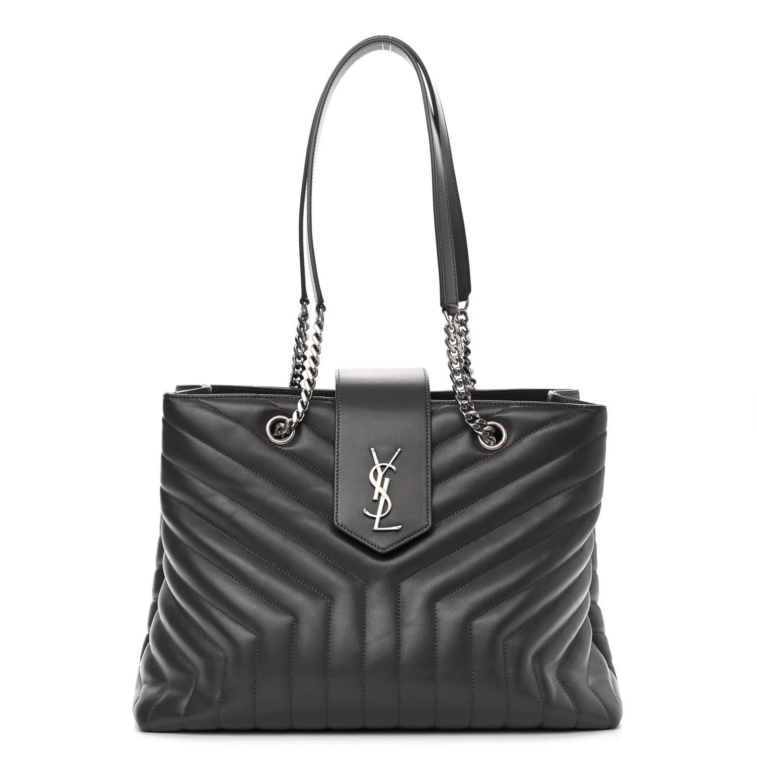 Saint Laurent Calfskin Y Quilted Monogram Large Loulou Shopper Storm 1 of 12