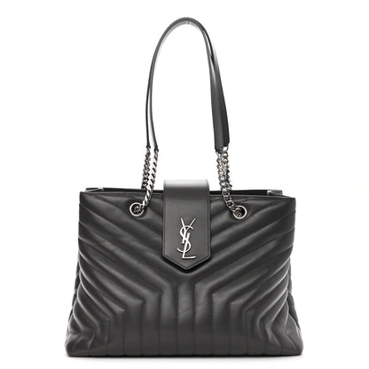 Saint Laurent Calfskin Y Quilted Monogram Large Loulou Shopper Storm 1 of 12