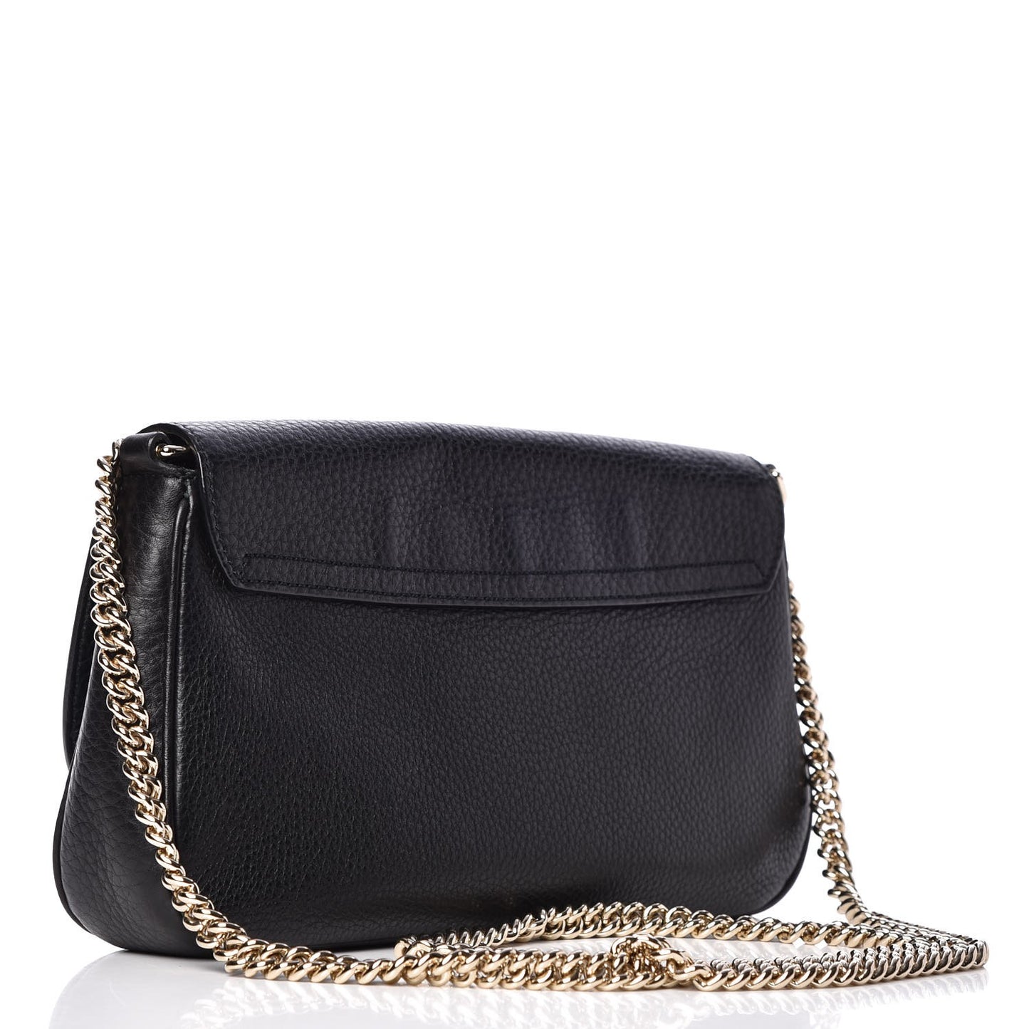 Pebbled Calfskin Medium Soho Flap Crossbody Black