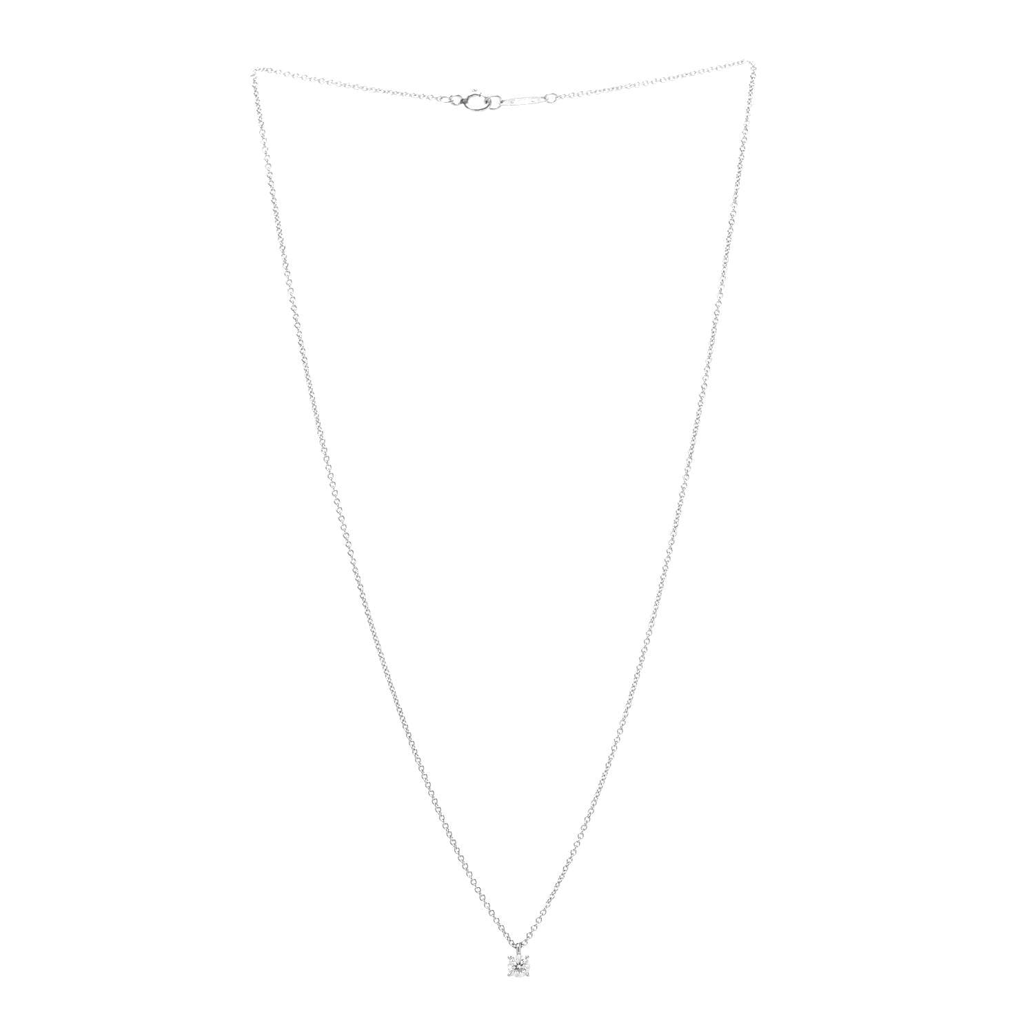 Tiffany Platinum Diamond .19ct Solitaire Pendant Necklace 3 of 6