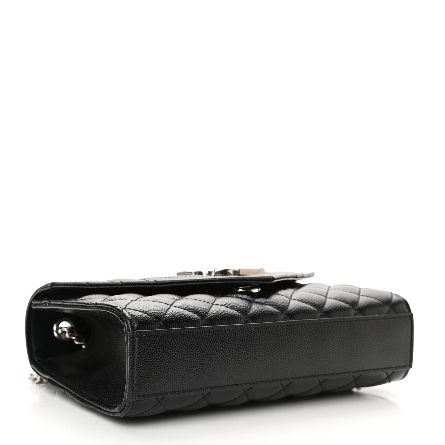 Grain De Poudre Textured Mixed Matelasse Triquilt Small Monogram Satchel Black