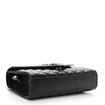 Saint Laurent Grain De Poudre Textured Mixed Matelasse Triquilt Small Monogram Satchel Black 4 of 9
