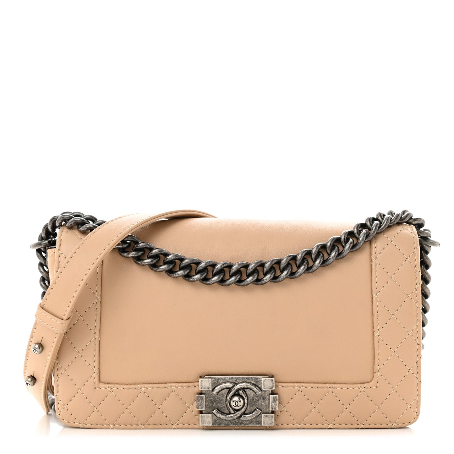 Calfskin Medium Boy Reverso Flap Beige Clair