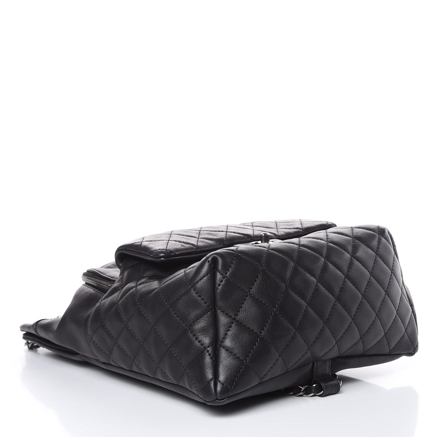 Lambskin Quilted Drawstring Backpack Navy Blue