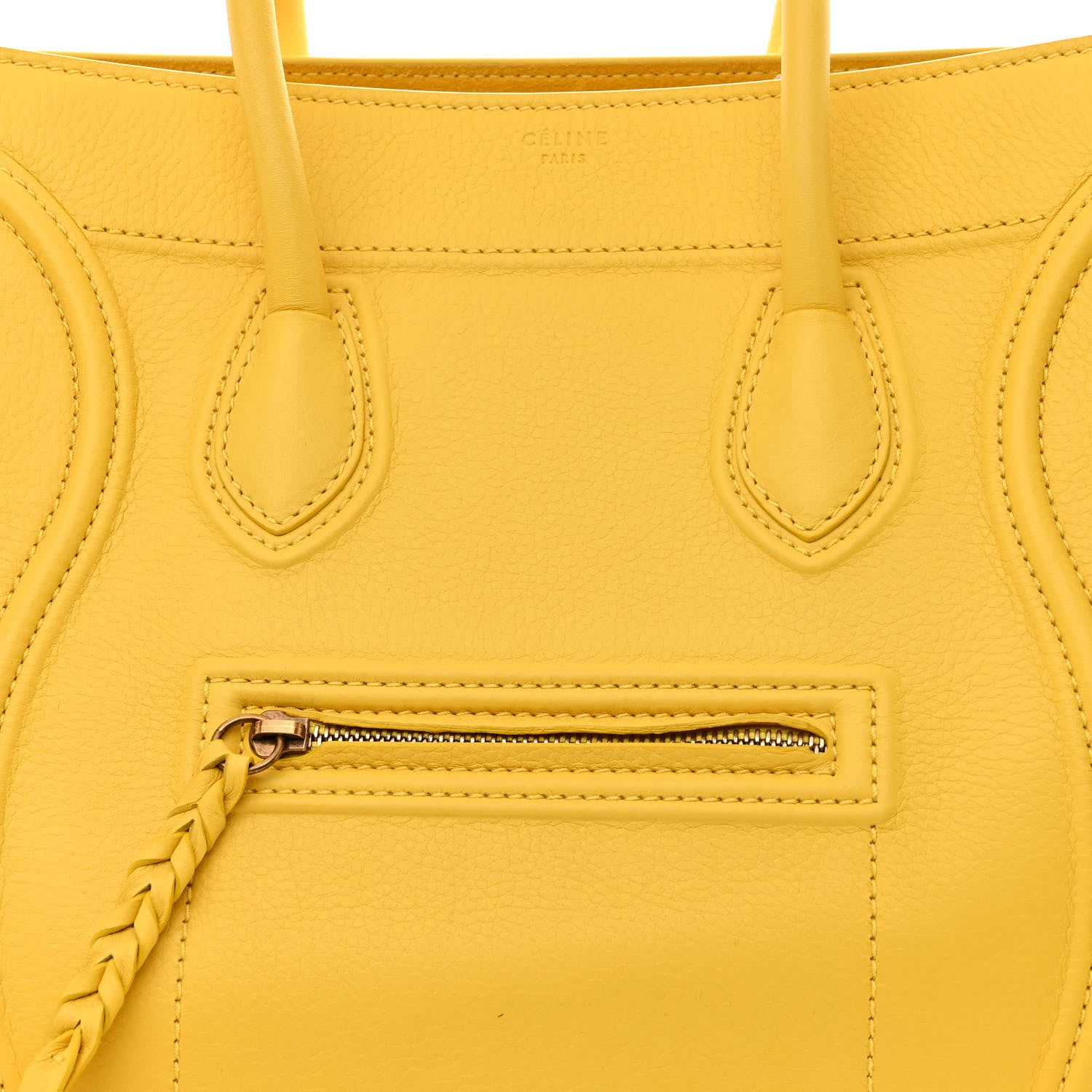 Celine Grained Calfskin Medium Phantom Luggage Yellow 8 of 10
