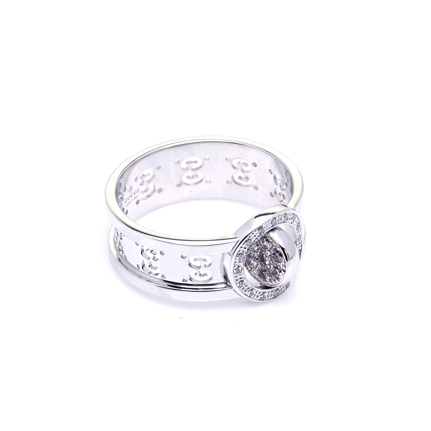 18K White Gold Diamond 10mm Icon Twirl Band Ring 54 7