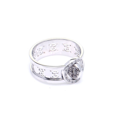 Gucci 18K White Gold Diamond 10mm Icon Twirl Band Ring 54 7 7 of 7