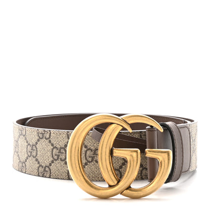 Gucci GG Supreme Monogram Matte Plutone Calfskin Double G 40mm Belt 75 30 Beige Ebony New Acero 1 of 6
