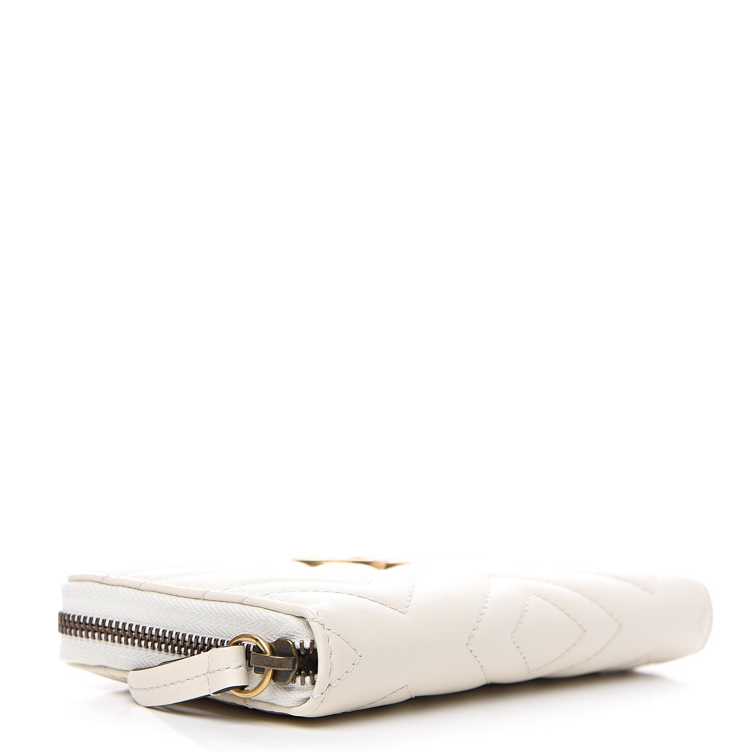 Gucci Calfskin Matelasse GG Marmont Zip Around Wallet White 3 of 7
