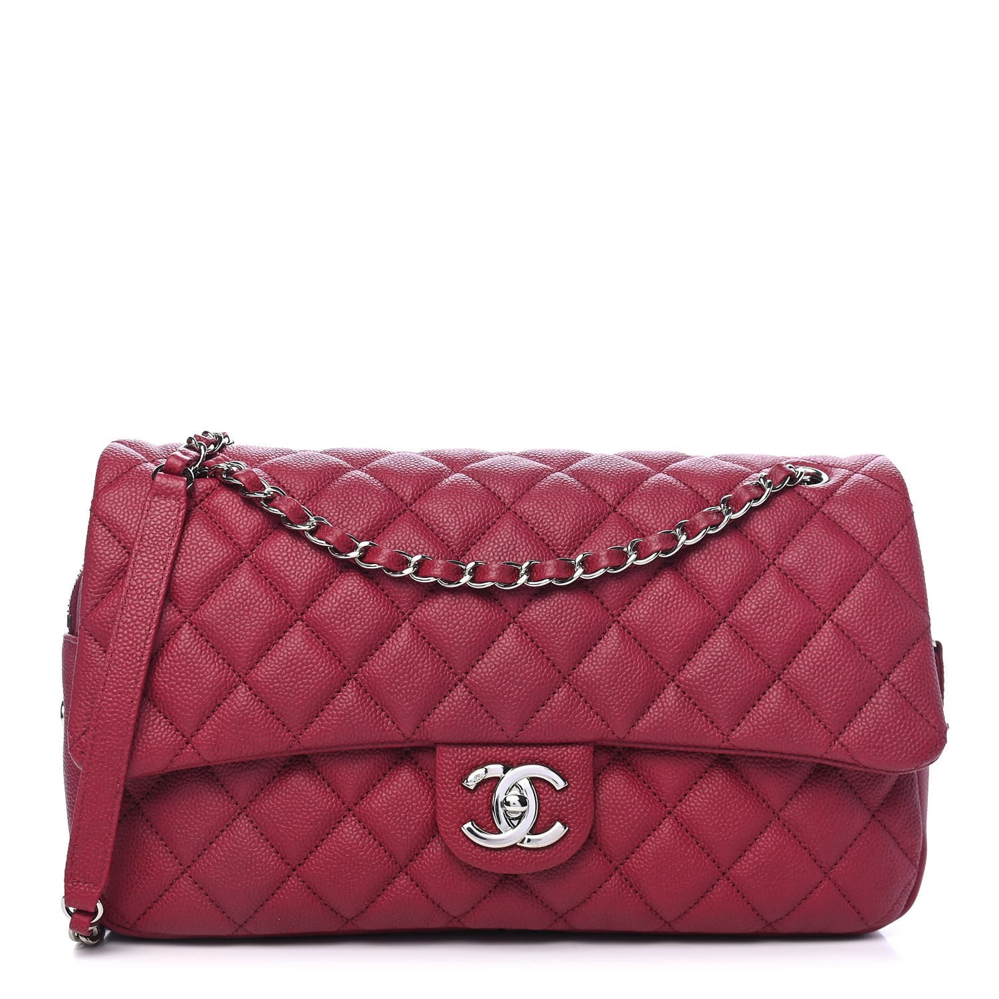 Caviar Quilted Jumbo Easy Flap Dark Pink