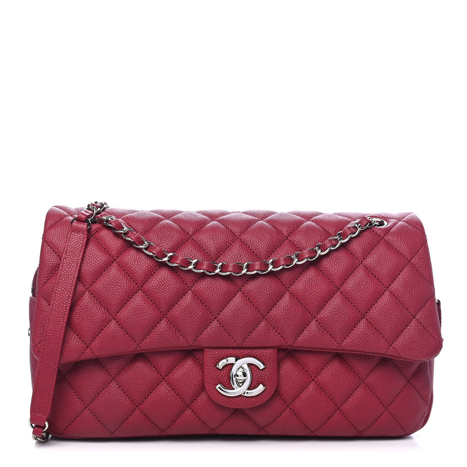 Chanel Caviar Quilted Jumbo Easy Flap Dark Pink 1 of 9