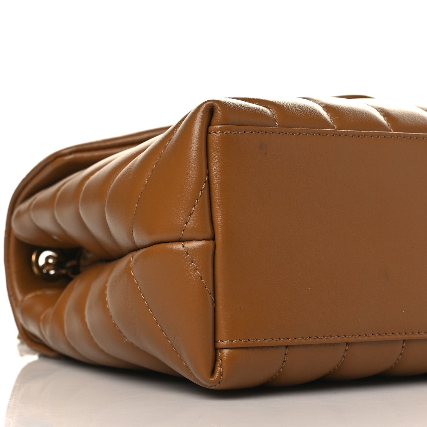 Calfskin Y Quilted Monogram Small Loulou Chain Satchel Dark Natural