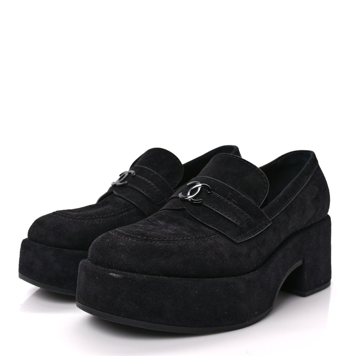 Suede CC Platform Loafers 36.5 Black