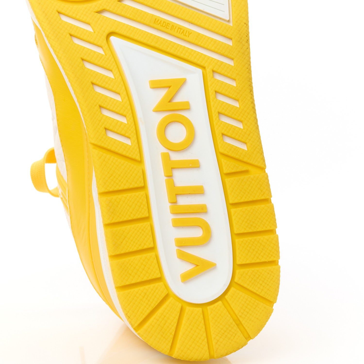 Louis Vuitton Calfskin Embossed Monogram Mens LV Trainer Sneakers 8.5 Yellow White 6 of 10