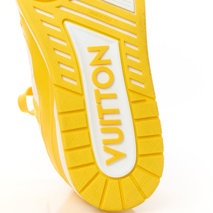 Louis Vuitton Calfskin Embossed Monogram Mens LV Trainer Sneakers 8.5 Yellow White 6 of 10