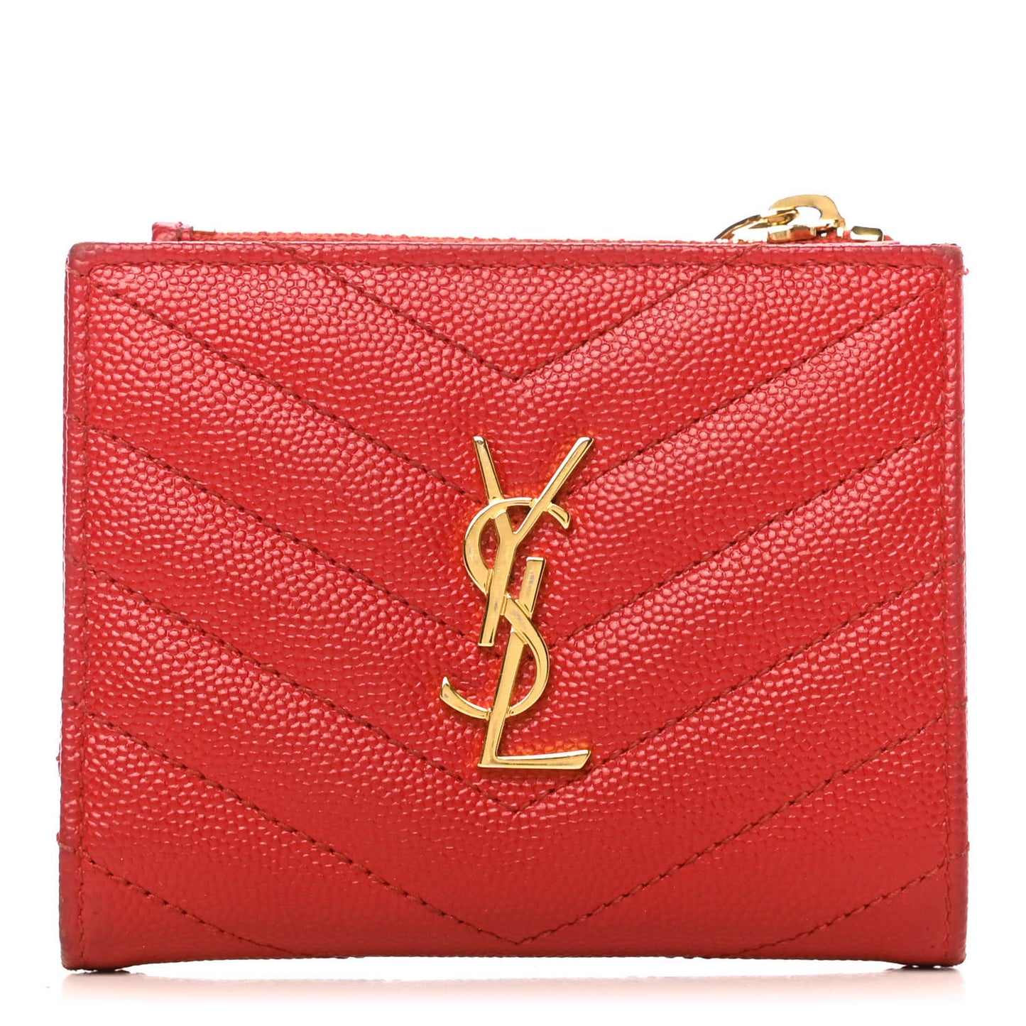 Grain De Poudre Matelasse Chevron Monogram Zipped Card Case Bandana Red