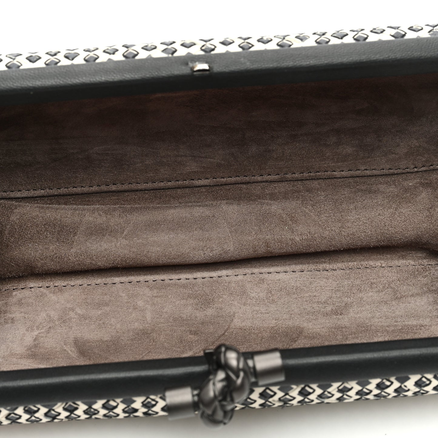 Nappa Printed Intrecciato Stretch Knot Clutch Black