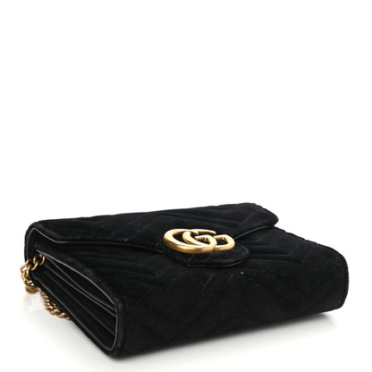 Gucci Velvet Matelasse GG Marmont Chain Wallet Black 4 of 9