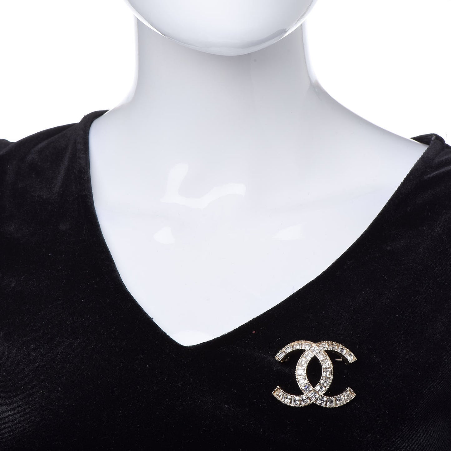 Baguette Crystal CC Brooch Gold